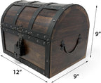 Nautical Cove Handmade Wooden Treasure Chest Storage Box – Deluxe Design with Real Leather Accents, Working Iron Lock & Skeleton Keys, Decorative Keepsake Chest (Large - 12 × 9 × 9")