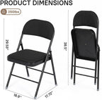 6 Pack Folding Chairs, Fabric Folding Dining Chair Set with Padded Cushion and Back, Indoor Outdoor Folding Chair Set for Home Office Parties Events Wedding