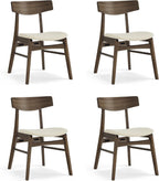 KISLOT Wooden Dining Chairs Set of 4, Upholstered Modern Dining Room Chairs, Mid Century Oak Kitchen Chairs with Curved Wood Backrest for Farmhouse, Restaurant, Café (Cream Fabric & Walnut Color)