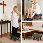 Prayer Kneeler with PU Leather Cushion, Wooden Prayer Bench with Solid Wood Legs, Thick Padded Kneeling Stool for Home Prayer & Meditation