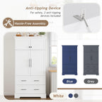 JIJIWANG 72.6" H Farmhouse Freestanding Kitchen Pantry Storage Cabinet with Drawers and Shelves, Buffet with Pull-Out Trays and Cake Pan Storage Organizer White