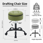 FIRAVOE Rolling Stools with Wheels (Chair & Small Table in One) (Adjustable Height Barber Chair 20.67"-24.61"), Green Ergonomic Stool with Storage