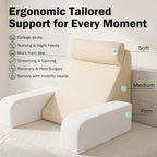 ENITYA Back Pillow for Bed Sitting Up,Reading Pillow with Armrests & Big Pockets for Adults,Upright Pillow for Resting,Watching TV,Nursing,Recovery,Gaming,Grey