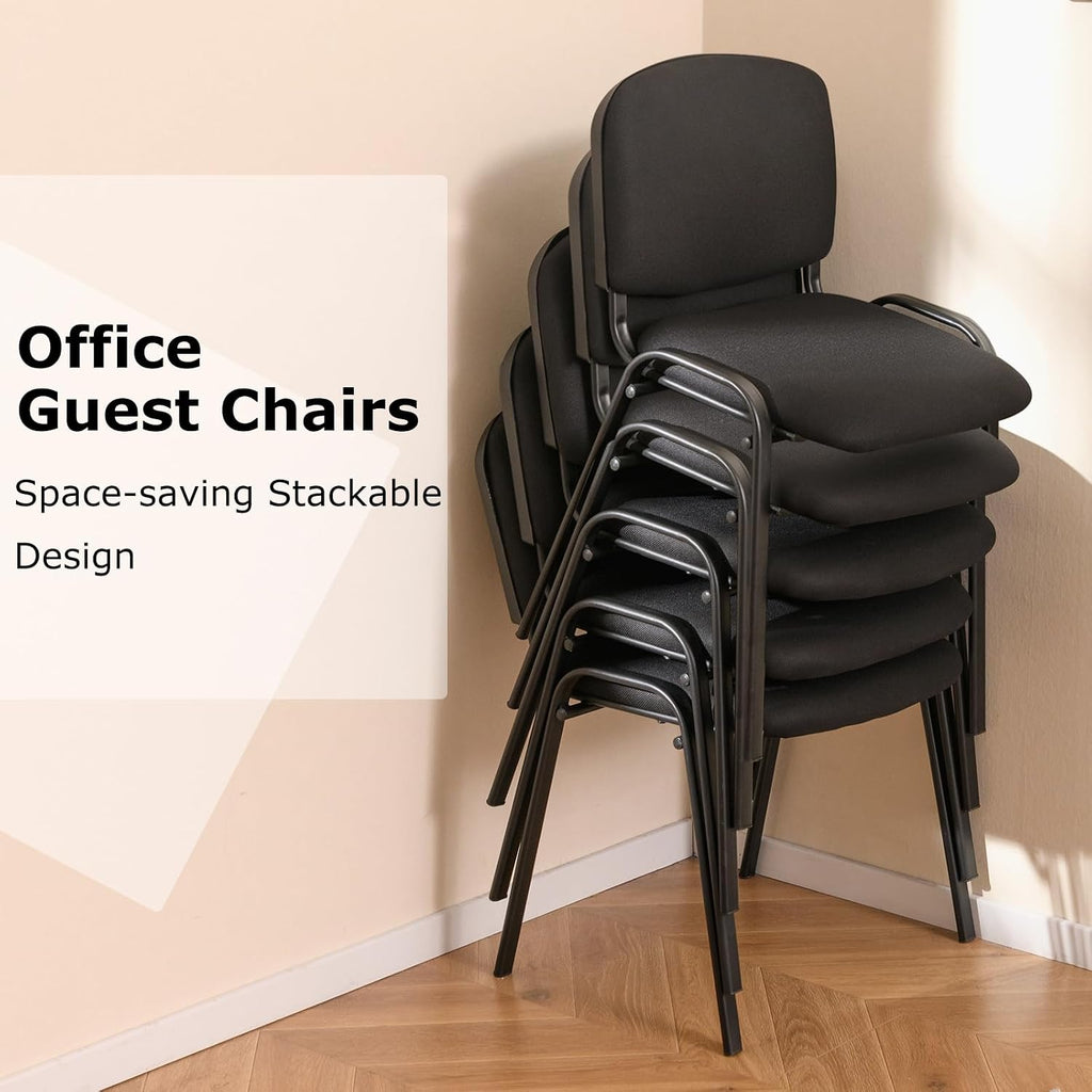 Giantex Set of 15 Conference Chair, Waiting Room Chairs with Ergonomic Upholstered Seat, Stackable Design for Home & Office, Meeting Room, Reception, 15-Pack Guest Chair Set (Black,15)