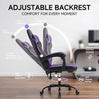 Gaming Chair with Footrest - Ergonomic High Back Racing Style Video Game Chair, Reclining Computer Desk Chair with Linkage Armrests, Height Adjustable Swivel Task Chair, 350lbs Heavy Duty