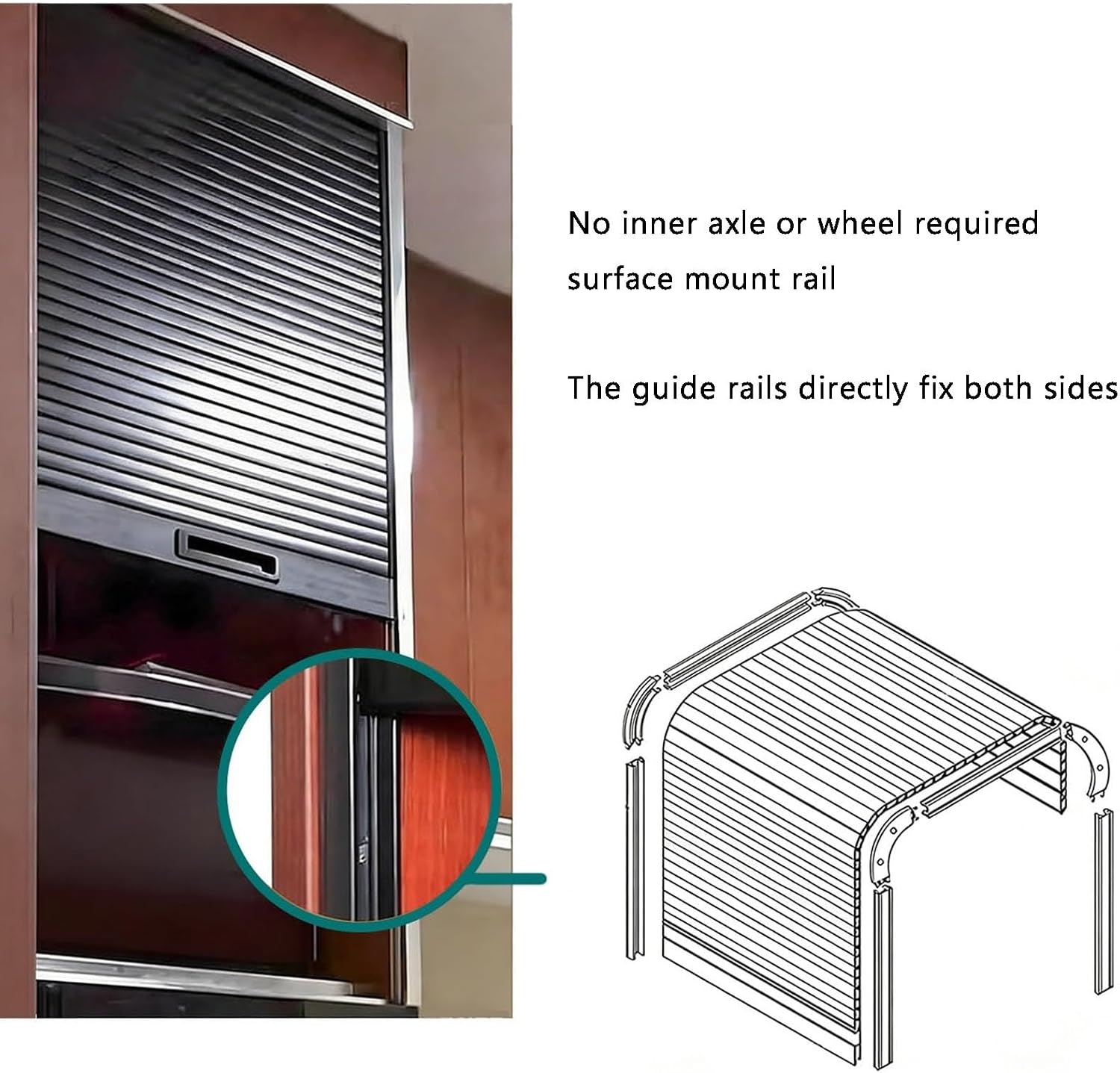 Tambour Sliding Door Cabinet Kitchen Cabinet Doors Retractable Flexible Pull-Down Space Saving with Track for Spice Sauce Pet Supplies(80x90 cm)