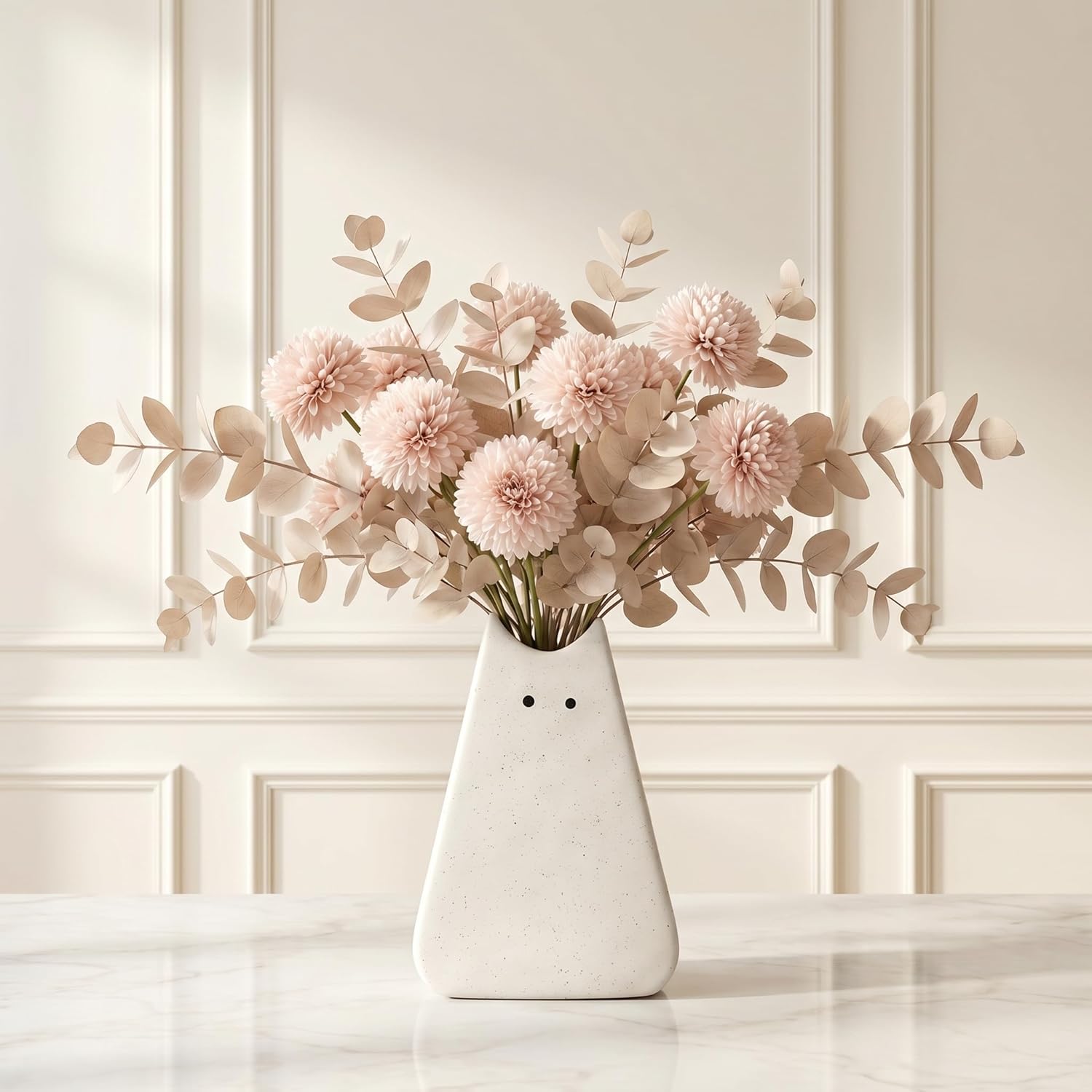 Adorable White Cat Vase - Modern, Simple & Creative Ceramic Flower Vase, Perfect Unique Gift for Girls, Women, Mothers & Cat Lovers - Ideal for Home Decor