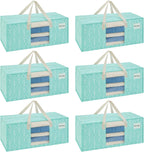 VENO 6 Pack Heavy Duty Moving Bags, Packing Bags with Clear Window, Alternative to Moving Boxes, Storage Bins for Clothes, Blankets, Comforters, College Dorm Essentials (Evergreen, 6 Pack)