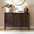 HULALA HOME Solid Wood Sideboard Cabinet with Storage, 47" Sideboard with Arched Doors & Adjustable Shelves, Media Console, Transitional Buffet Cabinet, Auburn