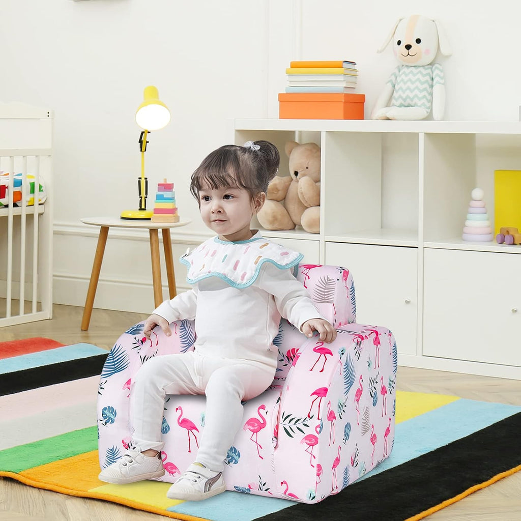 HONEY JOY Kids Sofa, 3-in-1 Convertible Children Folding Sofa & Comfy Flip Open Lounger Chair for Play, Foam Toddler Couch Fold Out, Gift for Boys Girls (Pink)