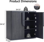 69'' Sideboard Buffet Cabinet W/Storage, Modern Accent Cabinets W/Curved Handles & Adjustable Shelves, 4 Doors Coffee Bar Buffet Table Credenza for Living Room Kitchen Hallway, Dark Grey