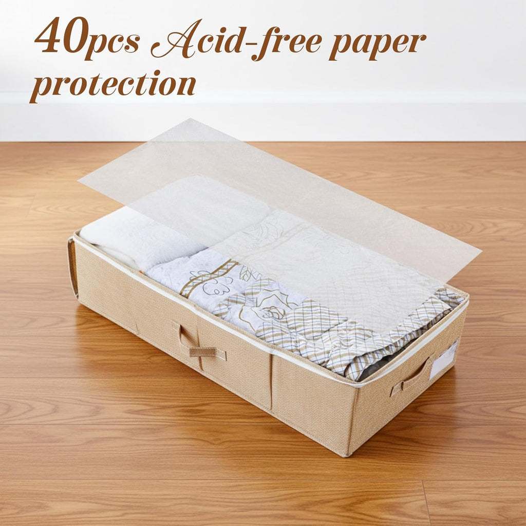 Wedding Dress Box, Preservation Storage Box with 40 Acid-Free Sheets, Sheet Organizers and Storage, Large Wedding Keepsake Trunk