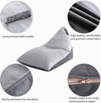 400L Stuffed Animal Storage Bean Bag Chair Cover, Grey | Extra Large Triangular, Ultra Soft Premium Velvet, Washable Lazy Sofa Cover, No Filler, Storage for Kids Stuffed Toys