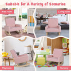 Costzon Kids Sofa, Toddler Rocking Chair with Solid Wood Frame, Linen Fabric, Anti-Tipping Design, Children Furniture Armchair for Kids Room, Nursery, Playroom, Preschool, Gift for Boys Girls (Pink)