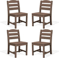 SERWALL Outdoor Armless Dining Chairs Set of 4, All-Weather HDPE Patio Dining Chair with 19.7" Widened Seat, for Backyard, Deck, Lawn and Garden, Brown