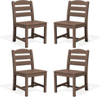 SERWALL Outdoor Armless Dining Chairs Set of 4, All-Weather HDPE Patio Dining Chair with 19.7" Widened Seat, for Backyard, Deck, Lawn and Garden, Brown