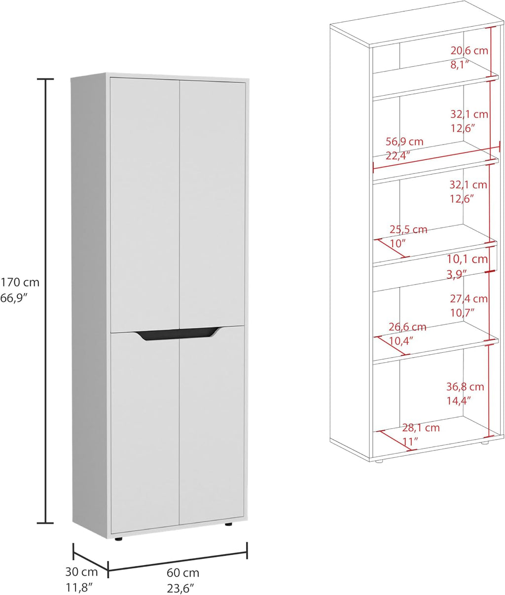 Modern Kitchen Pantry, Storage Cabinet with 4 Doors and 5 Interior Shelves, Easy to Maintain, for Dining Room