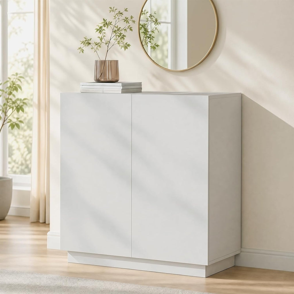 amunrbrek 31.5" Minimalist Buffet Cabinet, Sideboard with Storage, White