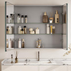 Bathroom Medicine Cabinet with Mirror, 30 Inch x 26 Inch Bathroom Mirror Cabinet with Double Door & Adjustable Shelves, Surface Mount or Recess Installation
