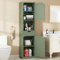 Walsunny Tall Bathroom Storage Cabinet with Freestanding Adjustable Shelves, Narrow Storage Linen Cabinet with 2 Doors and 1 Drawer for Bathroom, Living Room, Kitchen, Green