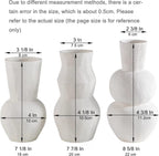Ceramic Vases for Flowers, Matte White Ribbed Vase Set of 3, Decorative Vases for Pampas Grass, Modern Farmhouse Home Decor, Pottery for Centerpieces, Boho Vases
