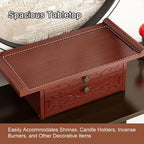 Altar Table Personal Meditation Shrine Buddhist Altar Table Retro Chinese Style Altar Shelf with Retractable Pull-Out Shelf and Drop-Down Door Storage Compartment 50cm/19.6in