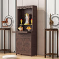 Meditation Table with Storage, Bamboo Buddhist Altar Cabinet, Personal Shrine Altar Table, Chinese Pooja Prayer Cabinet, for Living Room, Bedroom, Office(70cm/27.5in)
