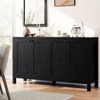 55" Black Sideboard Buffet Cabinet with Storage Modern Credenza with Doors Heavy Duty Wood TV Media Console Table Accent Cabinet for Living Room Hallway Entryway