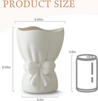 Lvases Bow Knot White Ceramic Decorative Flower Vase for Home Decor | Textured Frosted Speckled White Minimalist Vases for Bedroom Living Room Table Centerpiece Matches Fresh & Dried Flowers