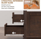 24" End Table Set of 2 with Charging Station, Rattan Drawer Sofa Side Table, Anti-Collision Corner Wooden Nightstand for Living Room Bedroom Office