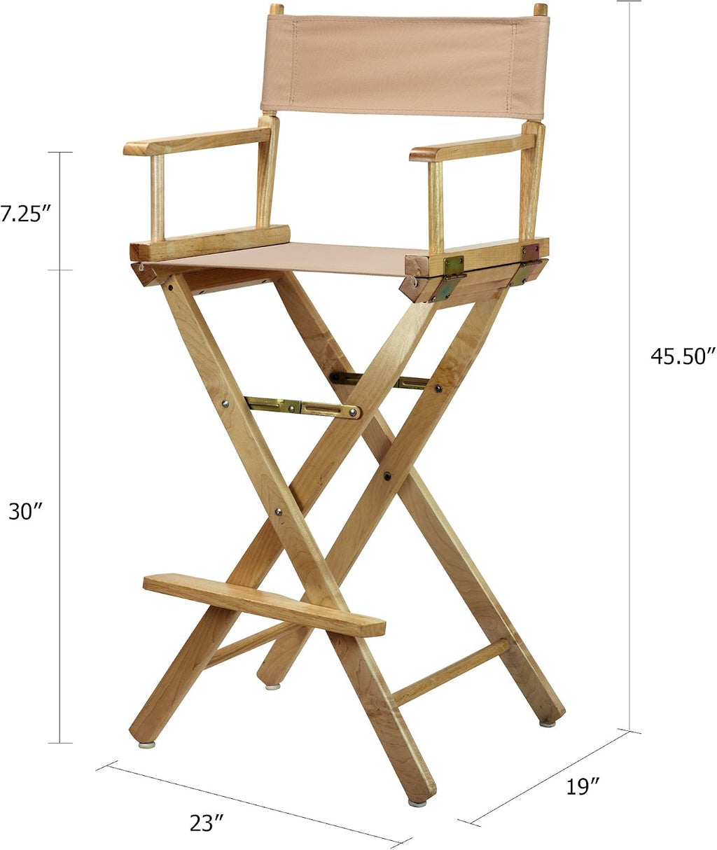 Casual Home 30" Director's Chair Natural Frame-with Tan Canvas, Bar Height