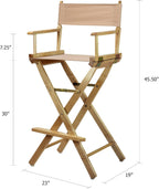 Casual Home 30" Director's Chair Natural Frame-with Tan Canvas, Bar Height