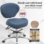 Rolling Drafting Stool Chair with Back Support - Shop Stool with Backrest, Home Office Stool Chair, Height Adjustable Stool with Wheels for Computer, Office, Studio…