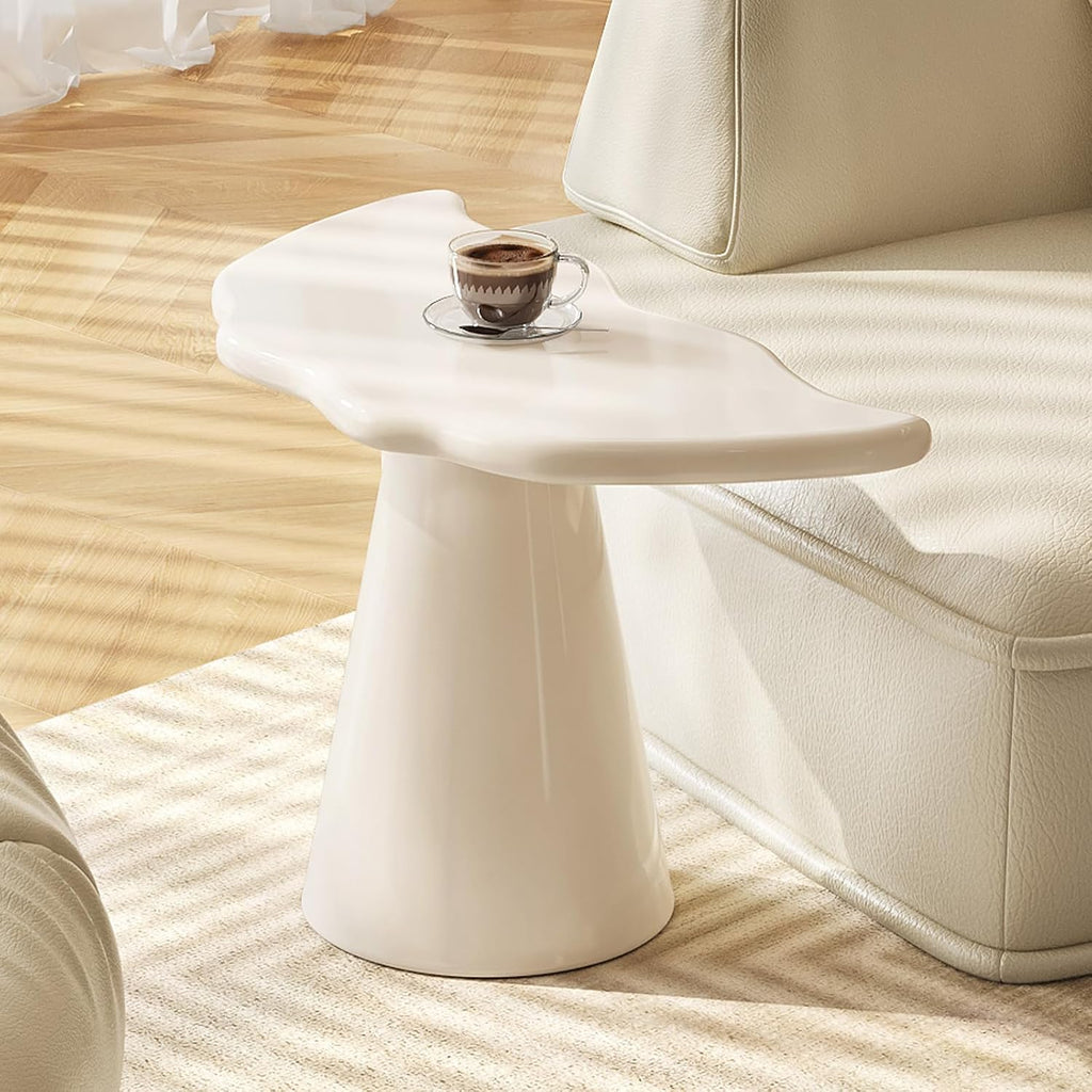 Irregular End Table for Sofa Cloud Side Table for Living Room Modern Nightstand for Bedroom Wavy Bed Side Table Mini Coffee Table, White