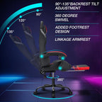 HOFFREE Gaming Chair Massage with LED RGB Lights and Footrest Ergonomic Computer Chair High Back Video Game Chair with Adjustable Lumbar Support Linkage Armrest Red and Black