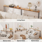 Keelian 78" Narrow Console Sofa Table with Power Outlets & 2 USB Ports, Metal Frame, Rustic Brown, Perfect for Hallway, Office, and Behind Sofa - Easy Assembly, 4.9' Extension Cord Included