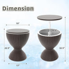 Patio Cool Bar Table, Height-Adjustable Outdoor Bar Tables 8 Gallon Beer and Wine Cooler, 3-in-1 Rattan Style Ice Cooler with Drainage Plug for Pool Party (Grey)