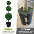 Artificial Boxwood Topiary Tree 4FT Triple Ball Faux Topiary Trees, Waterproof Fake Boxwood Plants Outdoor Indoor, All-Weather Potted for Porch Patio Garden Entryway Home Decor Set of 2