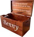 Personalized Engraved Name, Fully Assembled, Solid Wood Storage Trunk with Lid & Handles, Hope Chest, Wooden Box, Bedroom Organizer, Birthday, Gift, Blankets, Clothes, Slow-Close Lid, 30”, Walnut