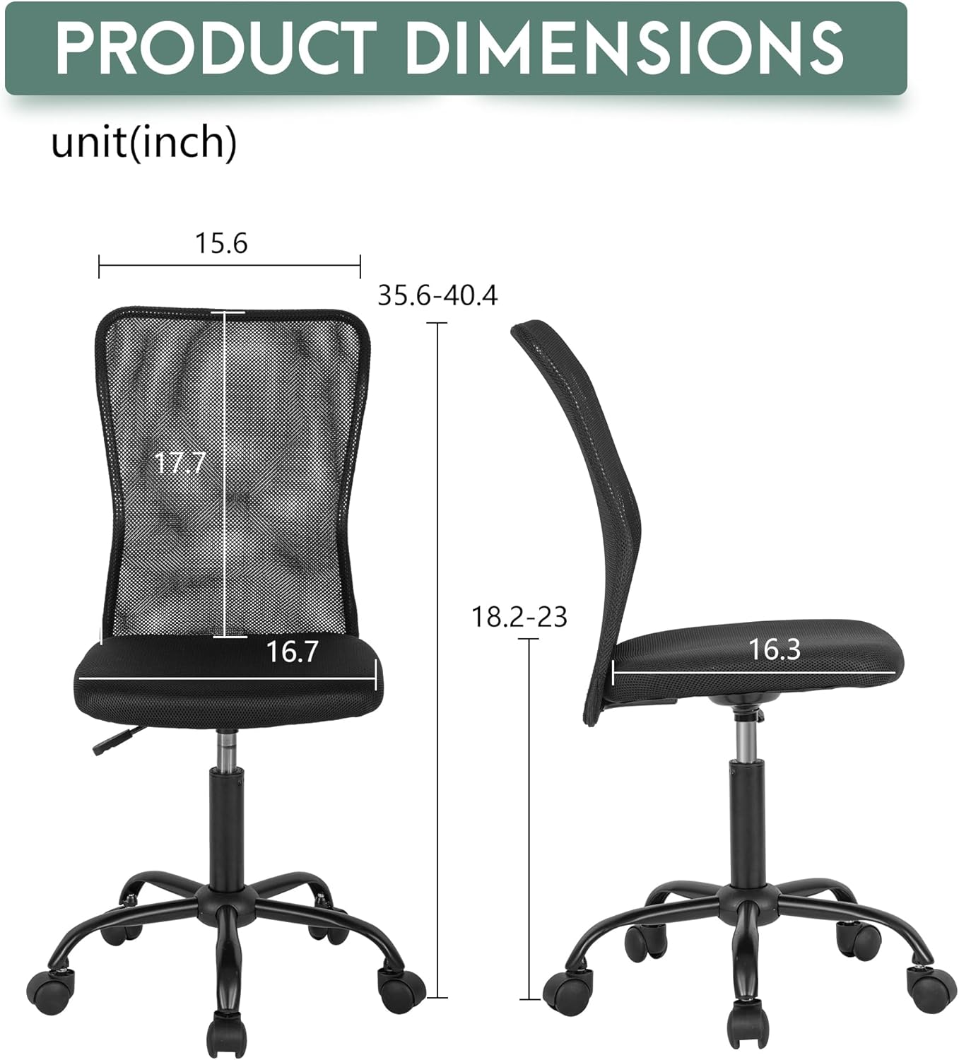 PayLessHere Office Chair Desk Chair Ergonomic Mesh Computer Chair Back Support Modern Executive Mid Back Rolling Swivel Back Support Chair for Home Office (Black)