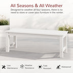 Stoog Outdoor Bench, 2-Person Patio Backless Bench, All-Weather HIPS Garden Bench with 800 lbs Weight Capacity, Never Rot or Fade, for Backyard, Porch and Park, White