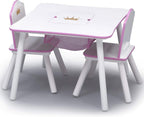 Delta Children Princess Crown Kids Wood Table and Chair Set with Storage - Greenguard Gold Certified, White/Pink