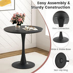 Tangkula Round Dining Table Set for 4, Kitchen Table Set with Padded Seat & Solid Wood Legs, Round Kitchen Table and Chairs for Small Space, Black (Black)