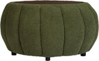 YDcosyfy 30 Inches Round Ottoman Coffee Table with Storage, Upholstered Ottoman in Boucle Teddy Fabric, Wooden Top with Tray, Soft Pumpkin Shape Design,for Living Room, Bedroom, Lounge, Green