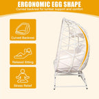 Double Wicker Egg Chair with Ottoman Oversized 2 Person Egg Basket Lounge Chair with Cushion & Footrest, Indoor Outdoor Boho Style Double Egg Chair for Patio Balcony Living Room, White-White