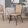 BizChair Crown Back Stacking Banquet Chair in Tan Vinyl - Copper Vein Frame