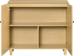 WAMPAT 35.4" Wood Sideboard Buffet Table with 2 Doors – Small Oak Credenza Storage Cabinet for Dining Room & Kitchen, Modern Coffee Bar with 3 Compartments for Living Room & Hallway
