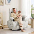 MAMAZING Lullapod Max Power Nursery Rocking Chair with Independent Recline & Footrest, Swivel Nursery Recliner Glider with Electric Adjustable Armrests, Silent Rocking, Oeko-TEX Certified
