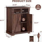 BuildHom 24" Farmhouse Storage Cabinet – Walnut Freestanding Buffet Sideboard with Barn Doors, Adjustable Shelf, Small Coffee Bar for Kitchen, Bathroom & Living Room