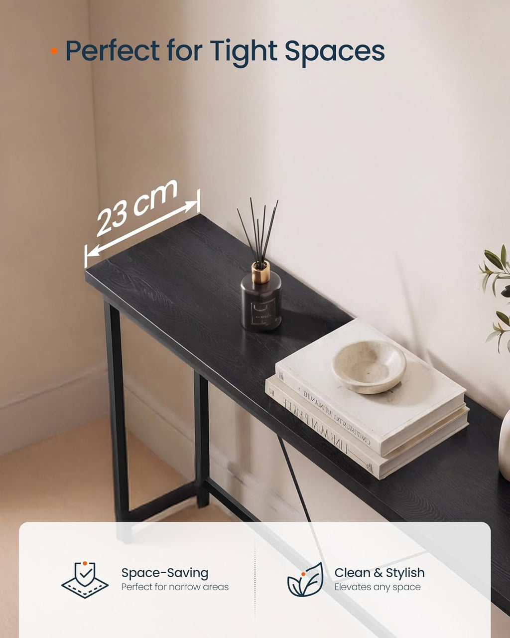SONGMICS HOME Entryway Console Table, Behind Couch Table, for Living Room, Bedroom, Easy Assembly, Dark Gray